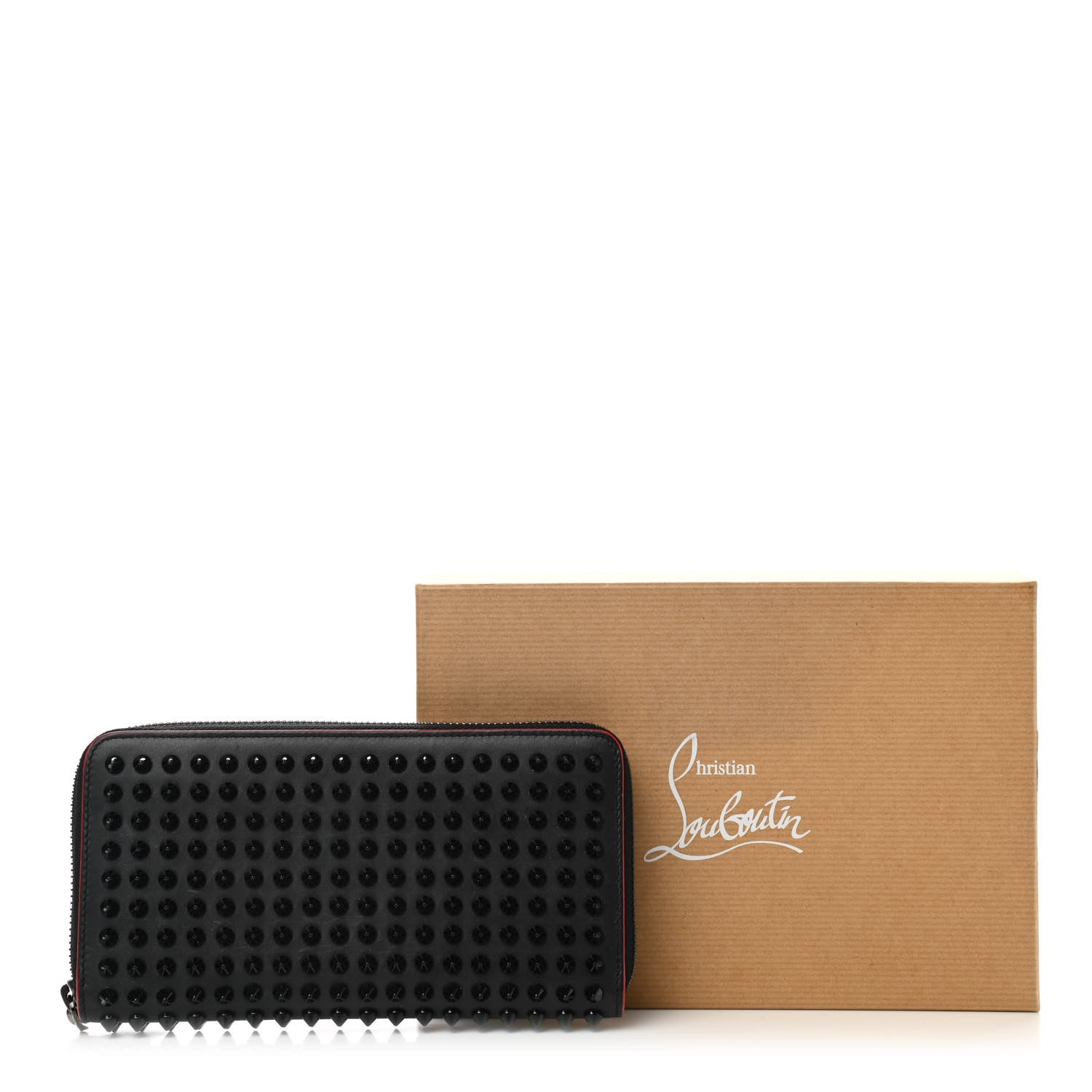 Christian Louboutin Calfskin Panettone Spiked Zip Around Wallet Black 8 of 8