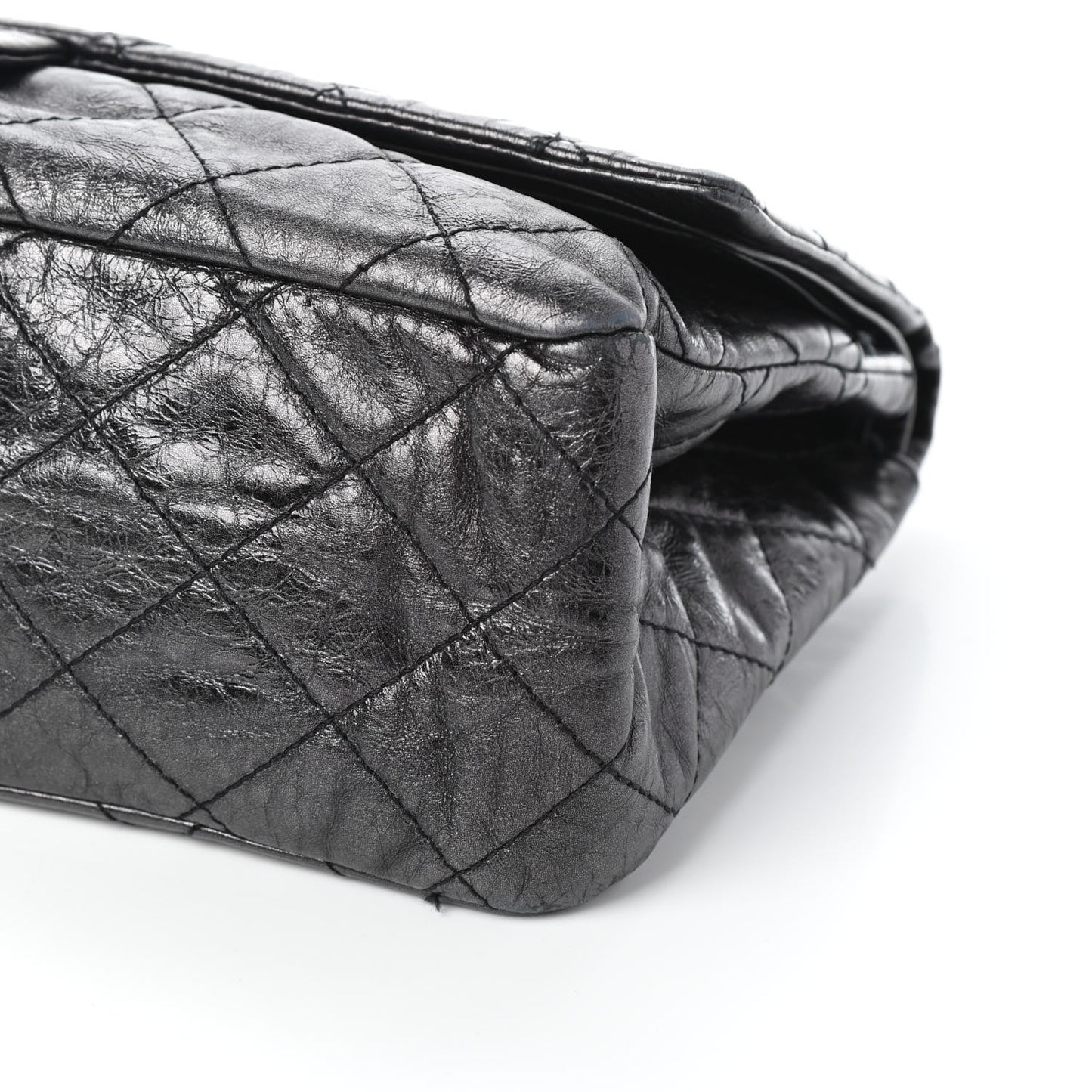 Metallic Aged Calfskin Quilted 2.55 Reissue 227 Flap Black