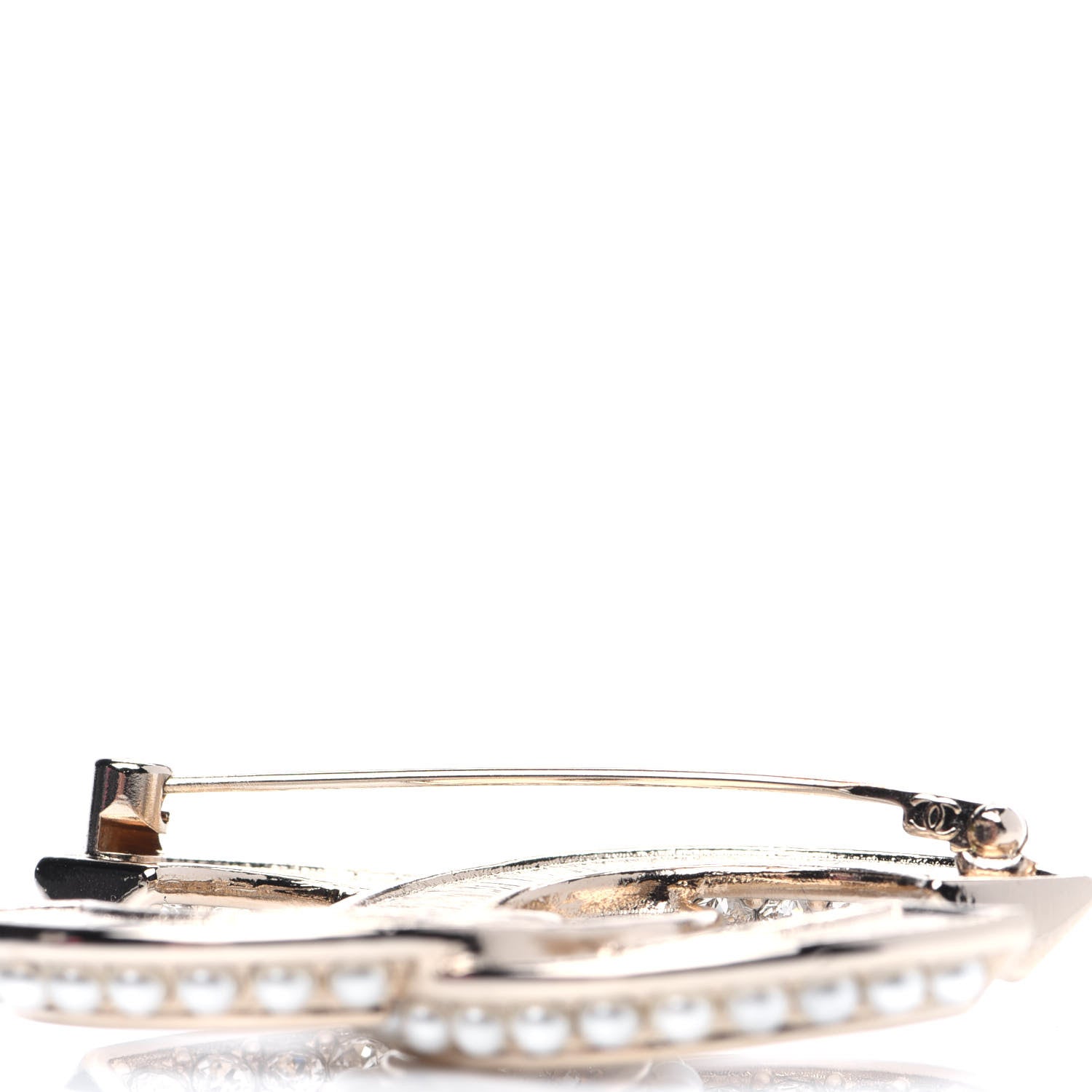 Chanel Crystal Pearl Chain Mania CC Brooch Gold 4 of 7