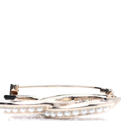 Chanel Crystal Pearl Chain Mania CC Brooch Gold 4 of 7