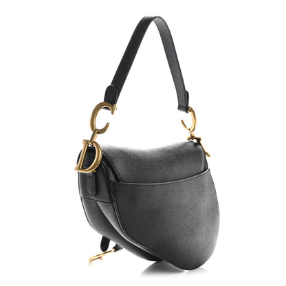 Christian Dior Grained Calfskin Saddle Bag Black 3 of 10