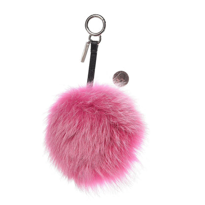 Fendi Fox Fur Shearling Crystal Tria Monster Bag Bug Charm Bubblegum 2 of 4