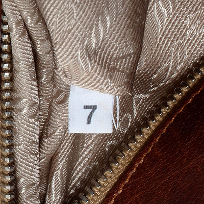 Prada Canapa Leather Foldover Satchel Bruciato 9 of 11