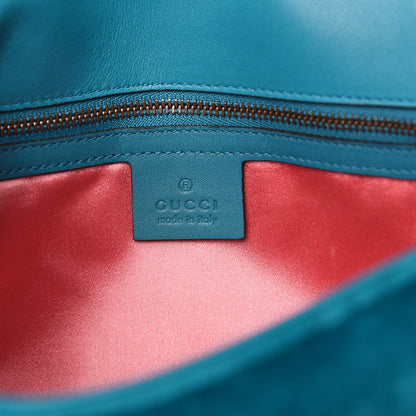 Gucci Velvet Matelasse Small GG Marmont Shoulder Bag Pavone Cyan 6 of 16
