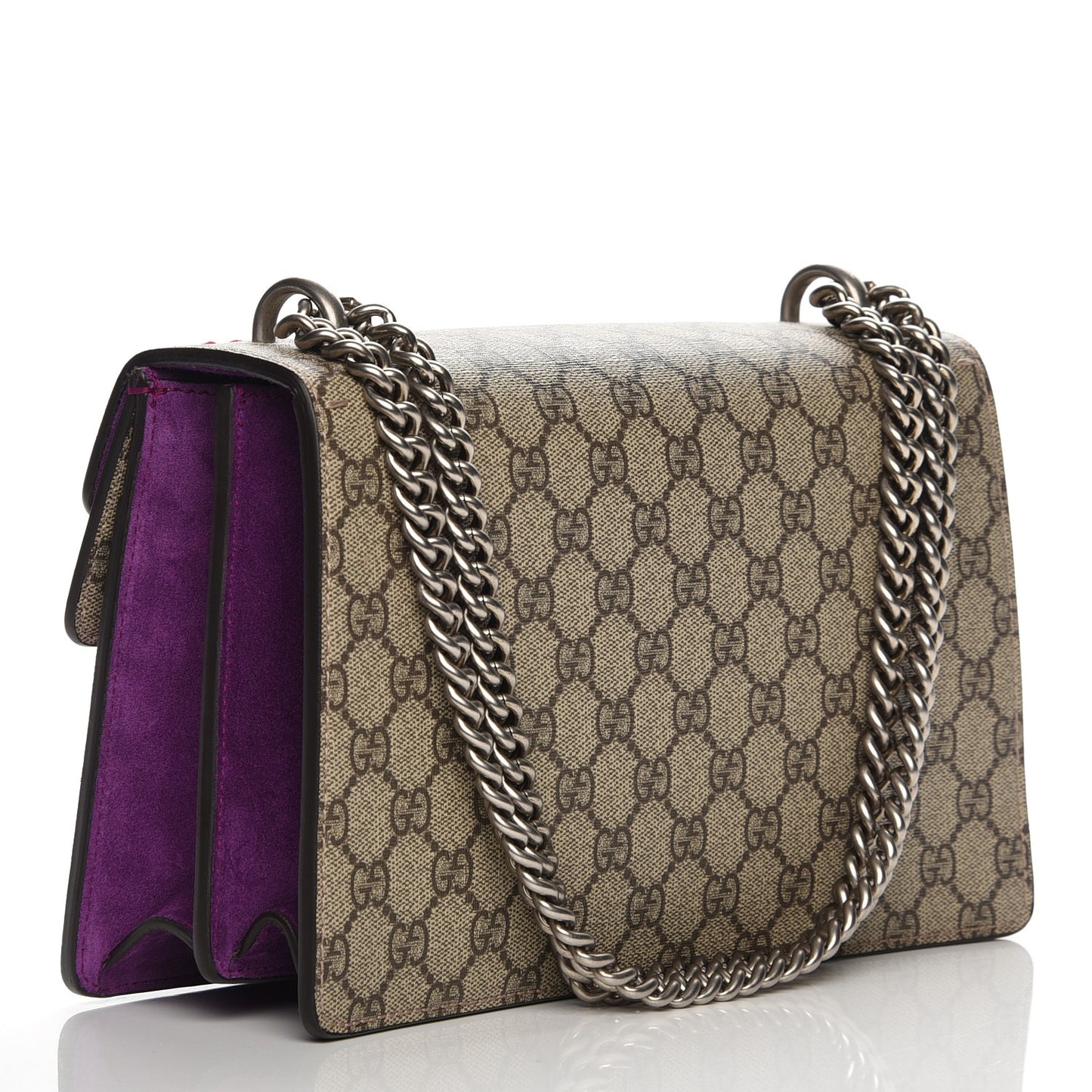 GG Supreme Monogram Embroidered Small Dionysus Shoulder Bag Purple