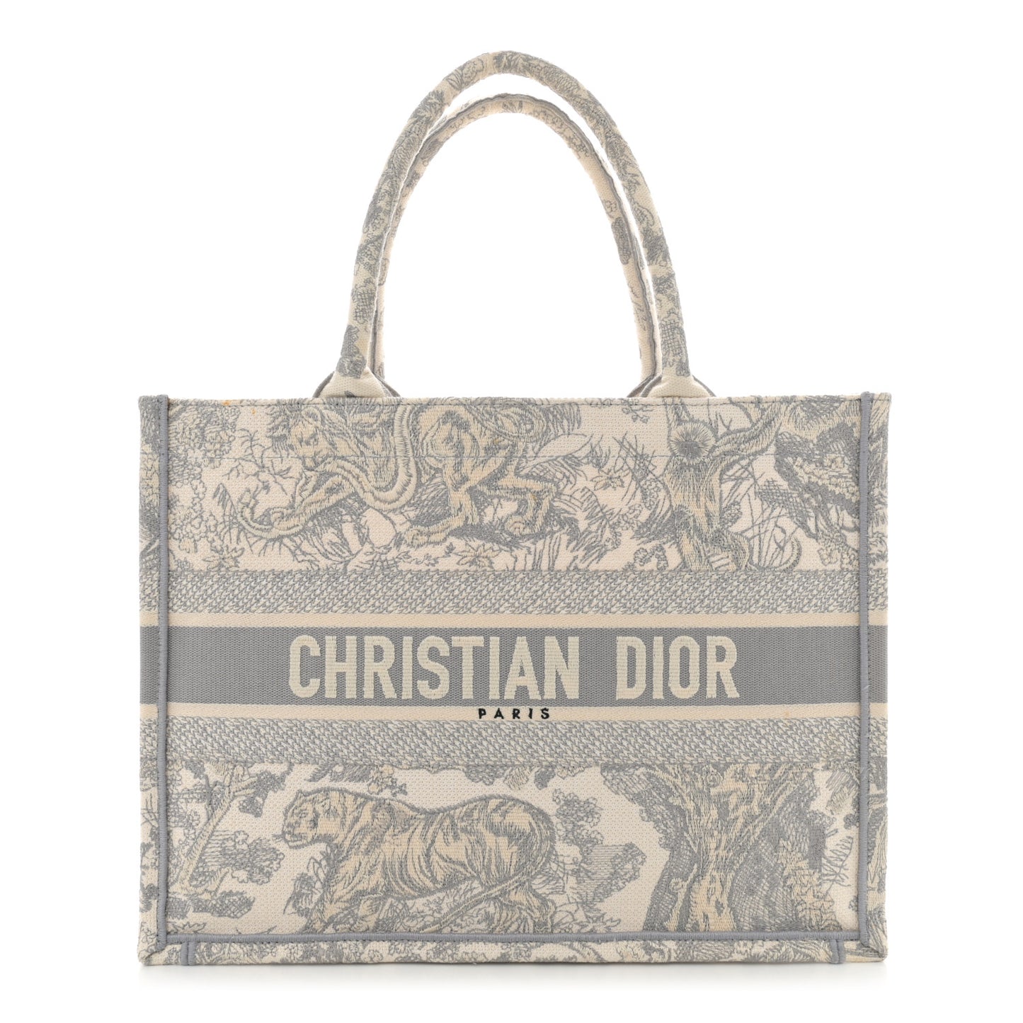 Canvas Embroidered Medium Dioriviera Toile De Jouy Book Tote Gray