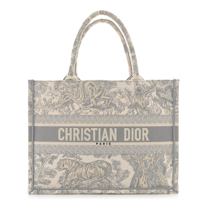 Christian Dior Canvas Embroidered Medium Dioriviera Toile De Jouy Book Tote Gray 1 of 13