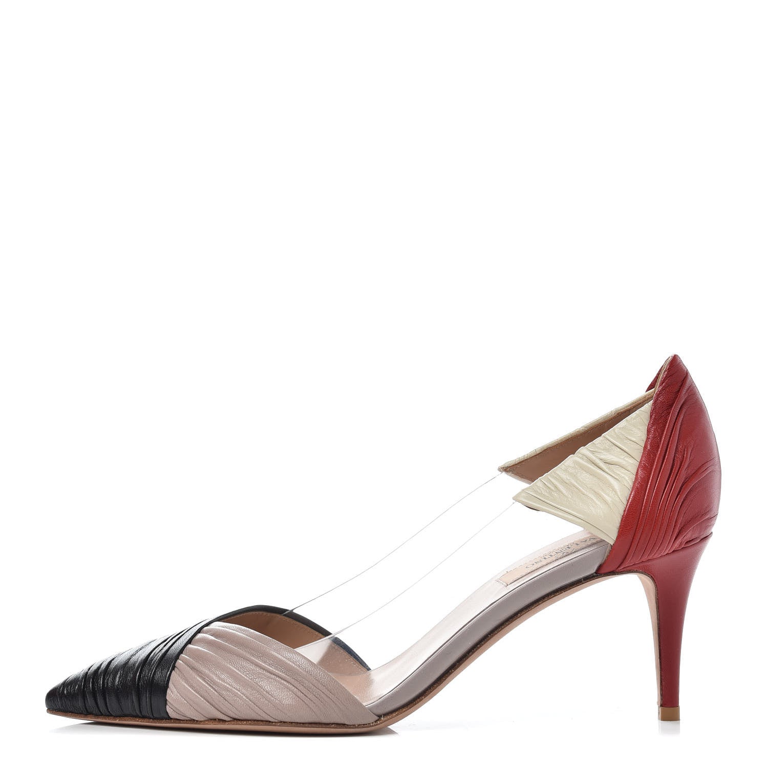 Valentino Garavani Ruched Lambskin PVC B-Drape Pumps 37.5 Multicolor 1 of 10