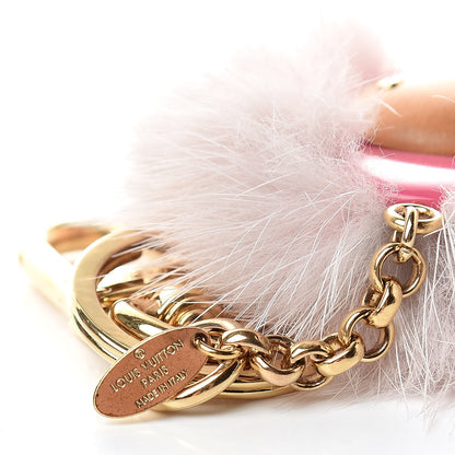 Louis Vuitton Resin Wood Mink Fur Vivienne Bag Charm Key Holder Pink 3 of 5