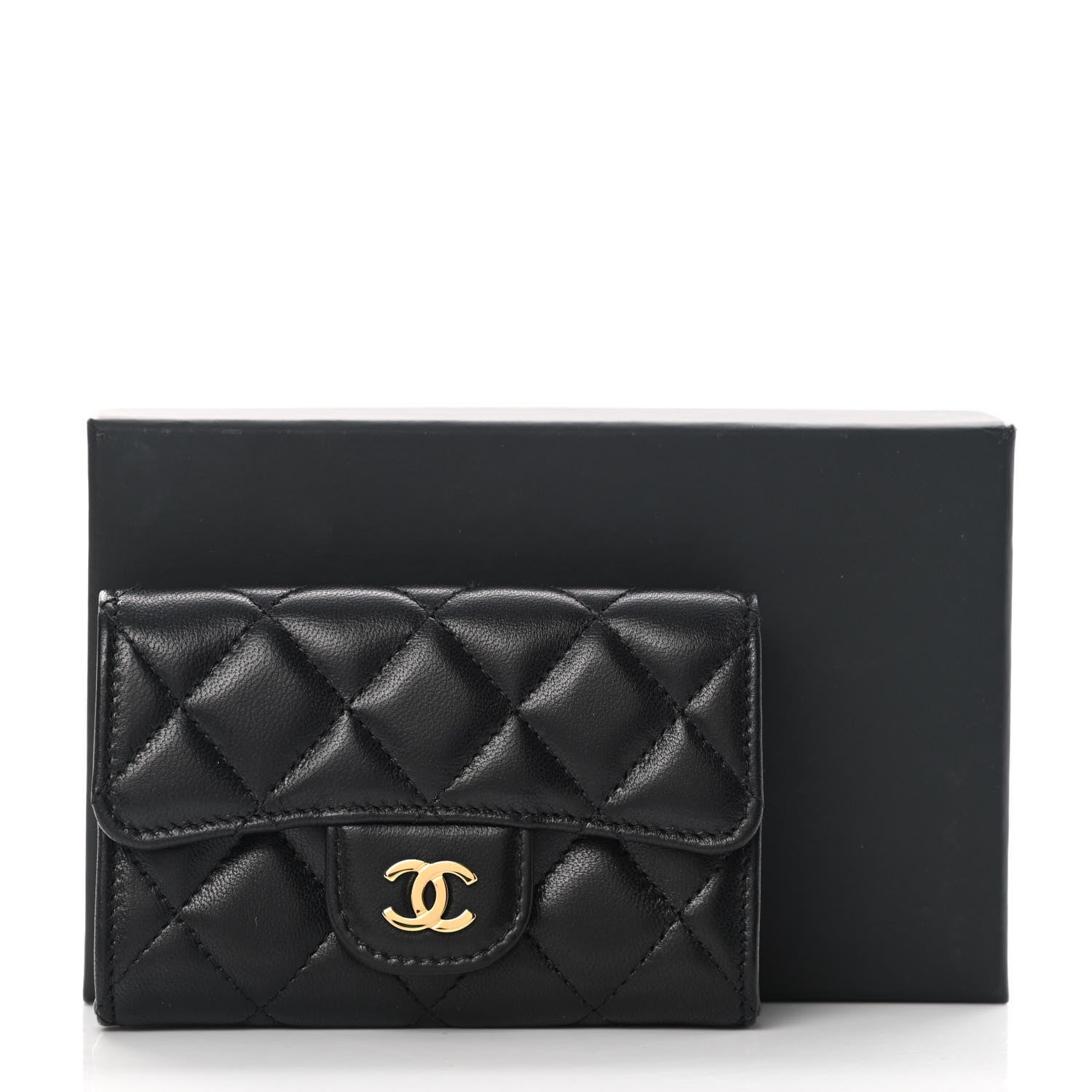 Chanel Lambskin Quilted Flap Card Holder Wallet Black 11 of 11