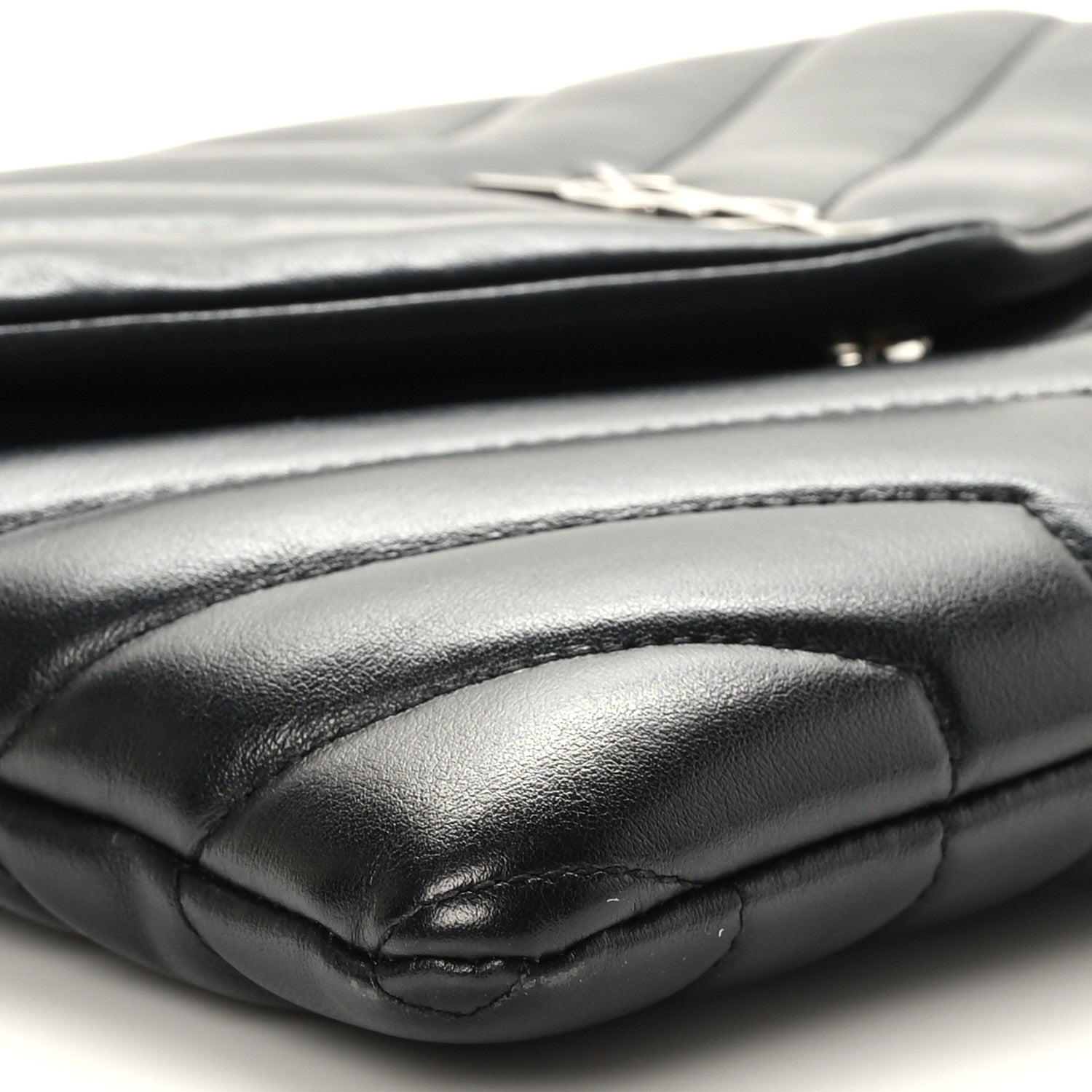 Saint Laurent Calfskin Y Quilted Monogram Loulou Flap Bag Black 9 of 10