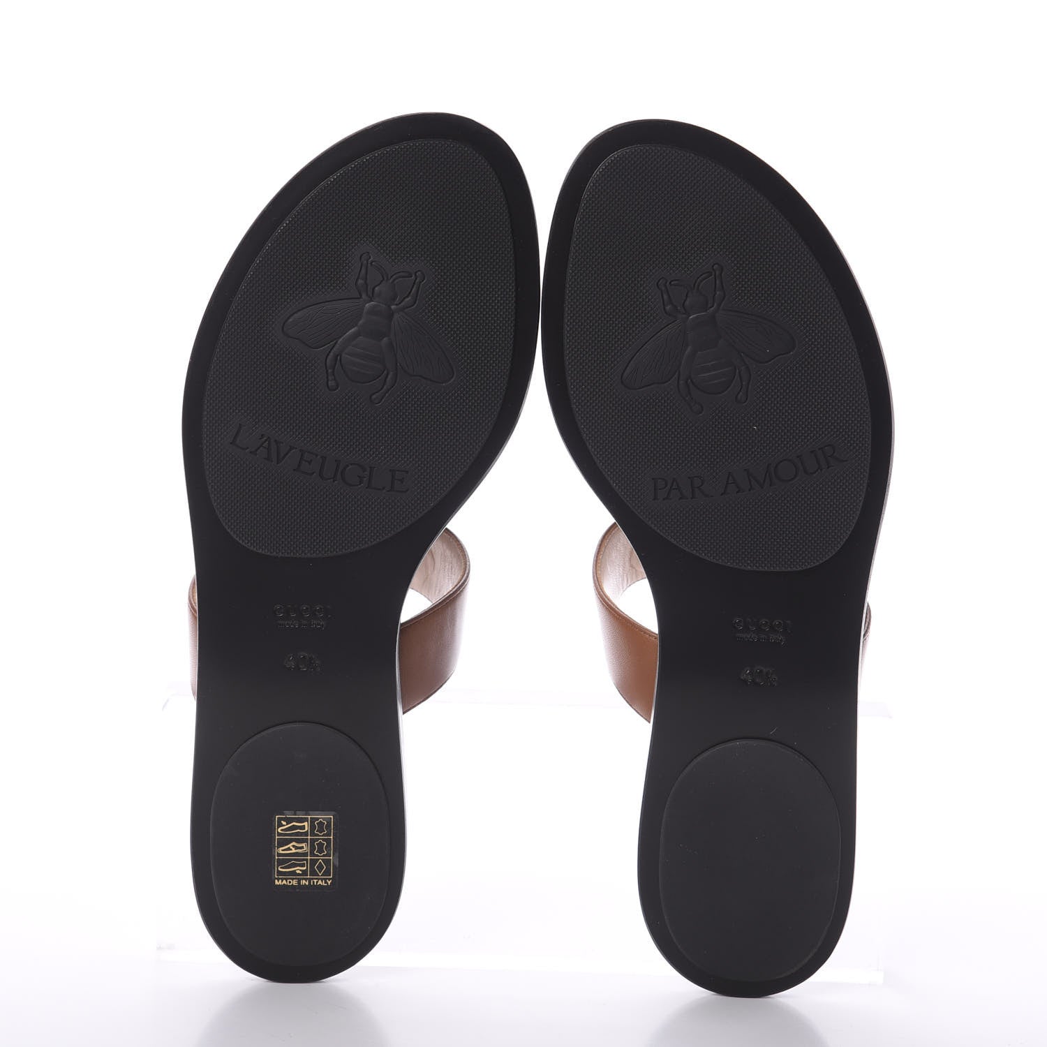 Gucci Calfskin GG Marmont Thong Sandals 40.5 Cognac 6 of 6