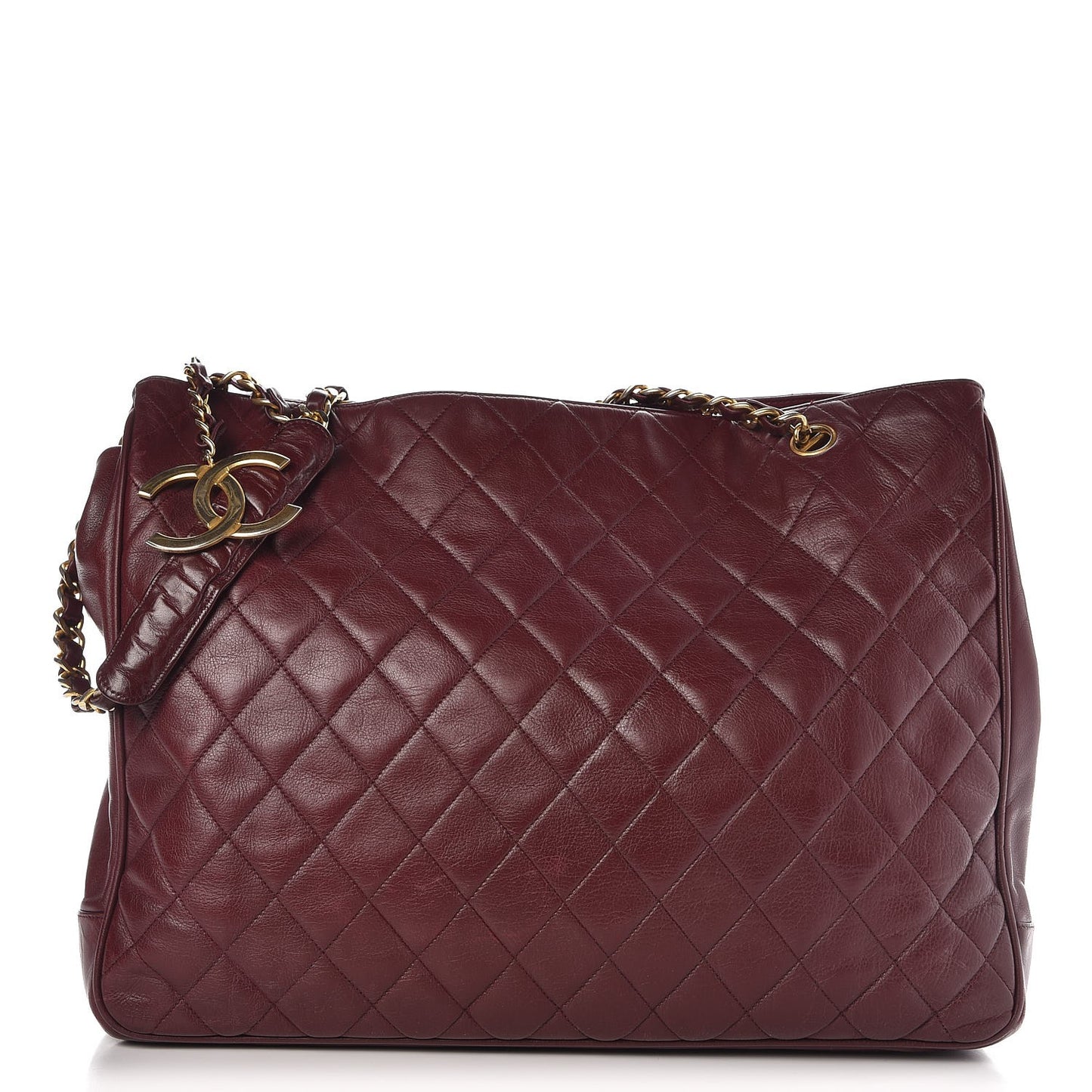 Calfskin Quilted Tote Burgundy