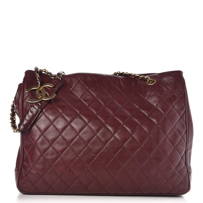 Chanel Calfskin Quilted Tote Burgundy 1 of 13