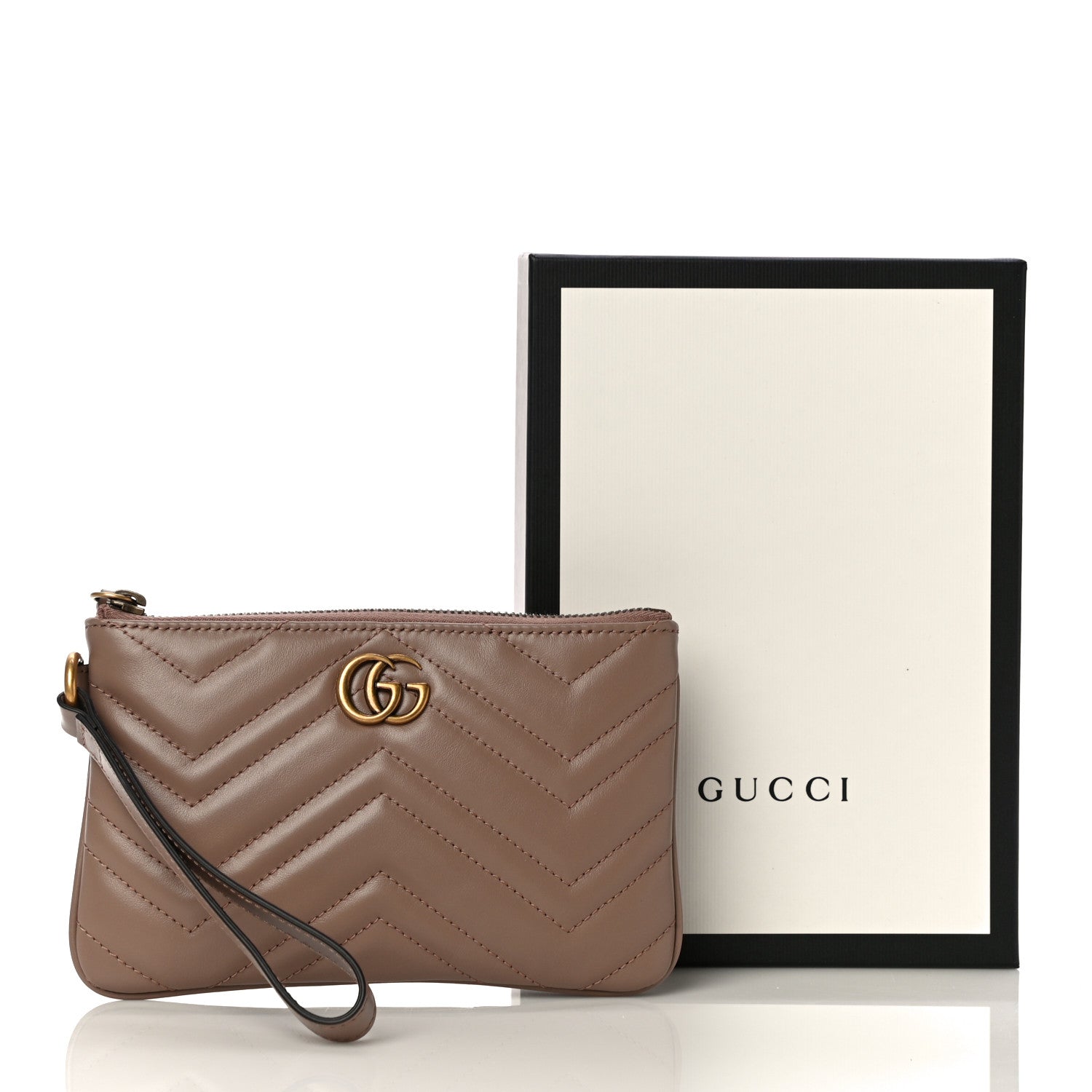 Gucci Calfskin Matelasse GG Marmont Wrist Wallet Porcelain Rose 10 of 10