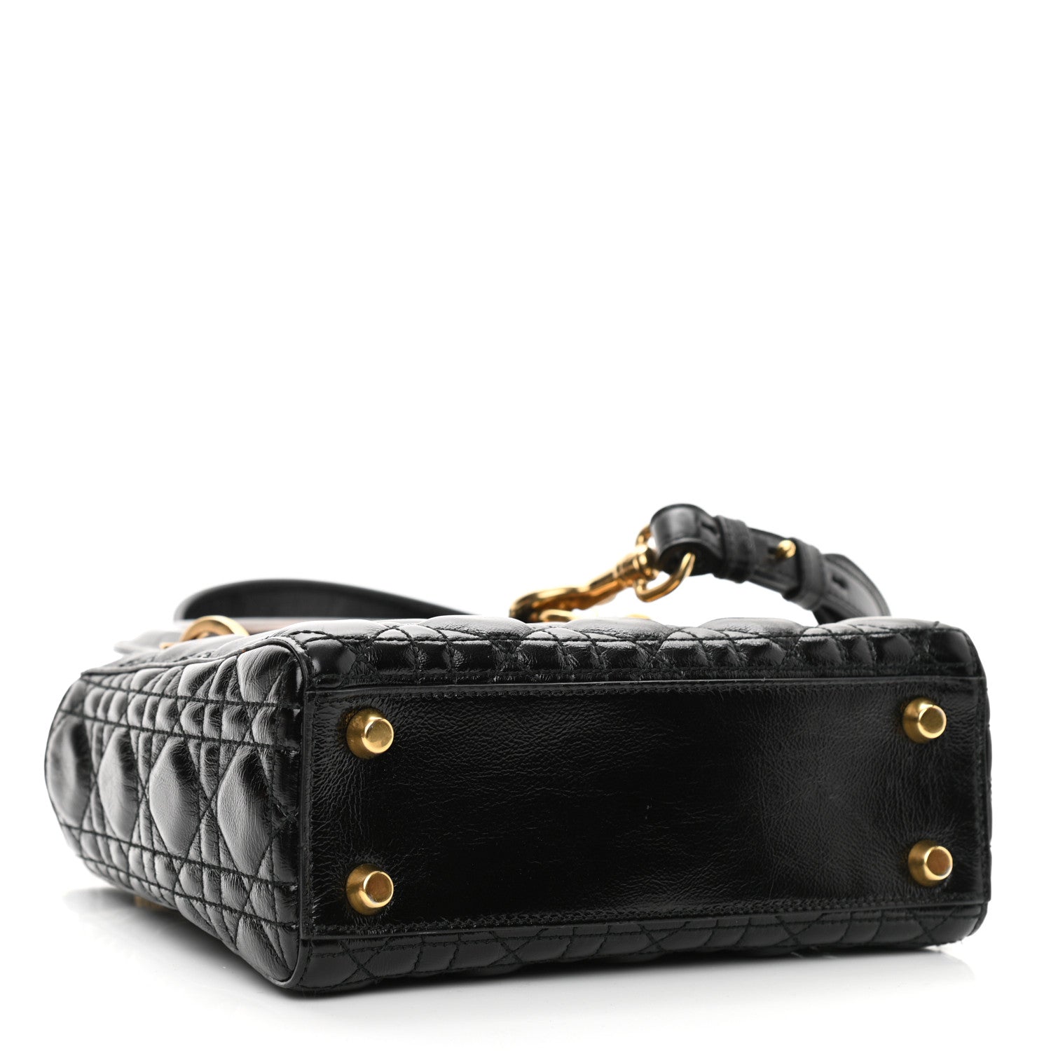 Christian Dior Crinkled Patent Cannage Small Lucky Badges My Lady Dior Black 6 of 11