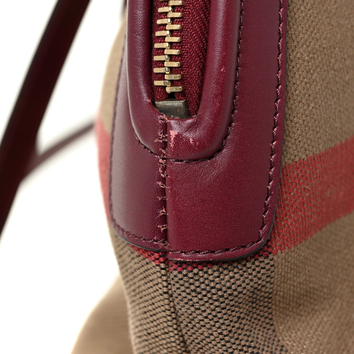 Canvas Mega Check Calfskin Medium Bloomsbury Saddle Burgundy