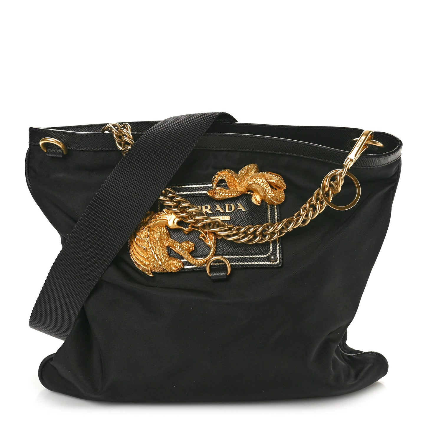 Tessuto Nylon Saffiano Animalier Messenger Bag Black