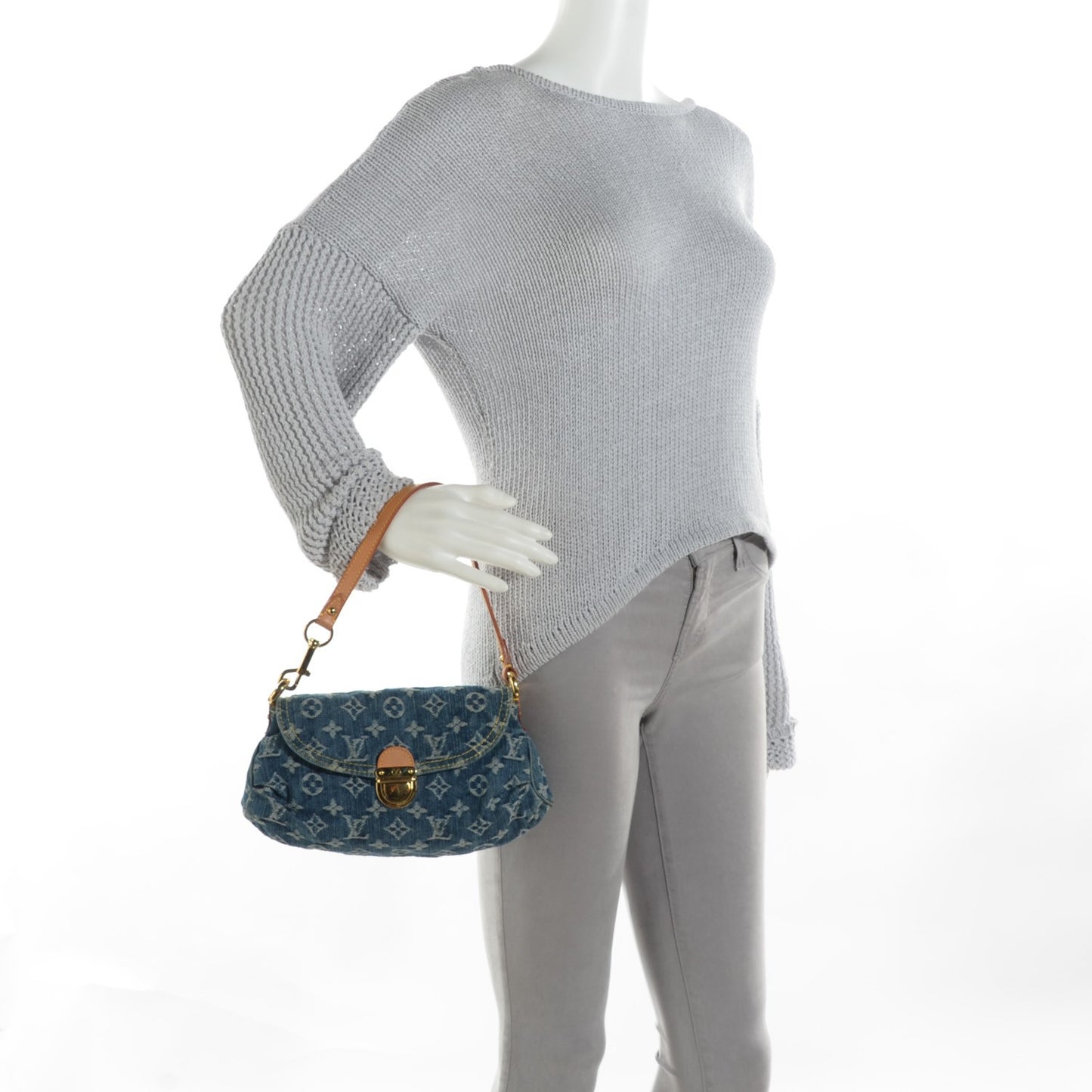 Monogram Denim Mini Pleaty Blue
