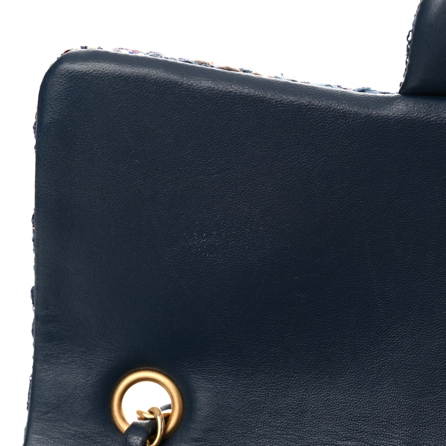 Tweed Braid Medium Flap Navy Blue Multicolor