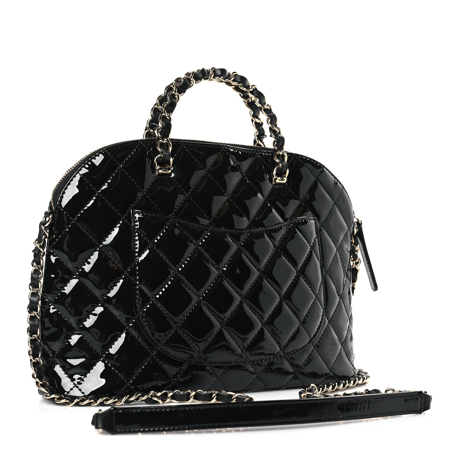 Chanel Patent Quilted Shiny Coco Small Shopping Bag Black 3 of 9