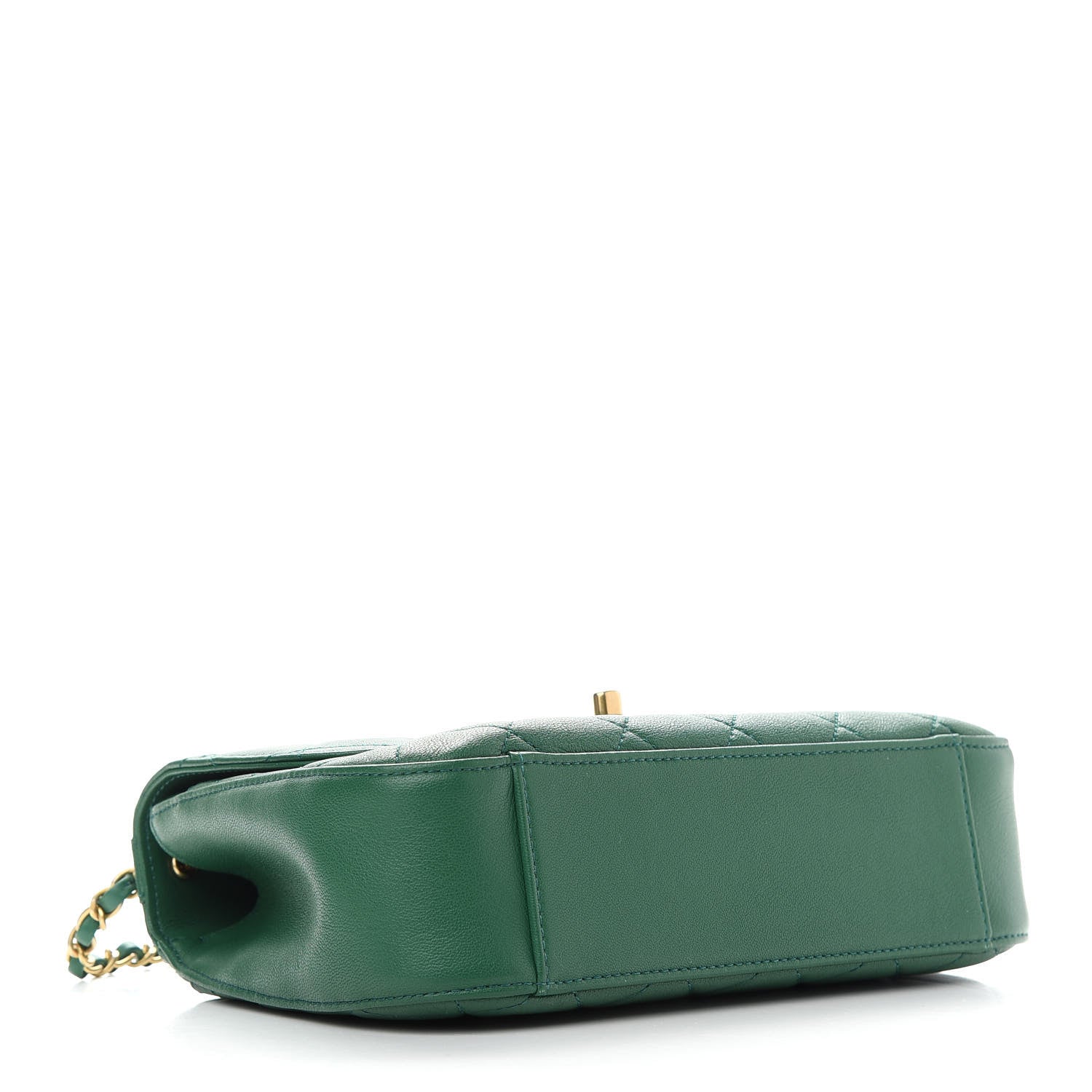 Chanel Lambskin Quilted Chain Infinity Top Handle Flap Green 4 of 10