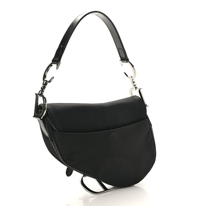 Christian Dior Canvas Patent Calfskin Saddle Bag Black 3 of 9