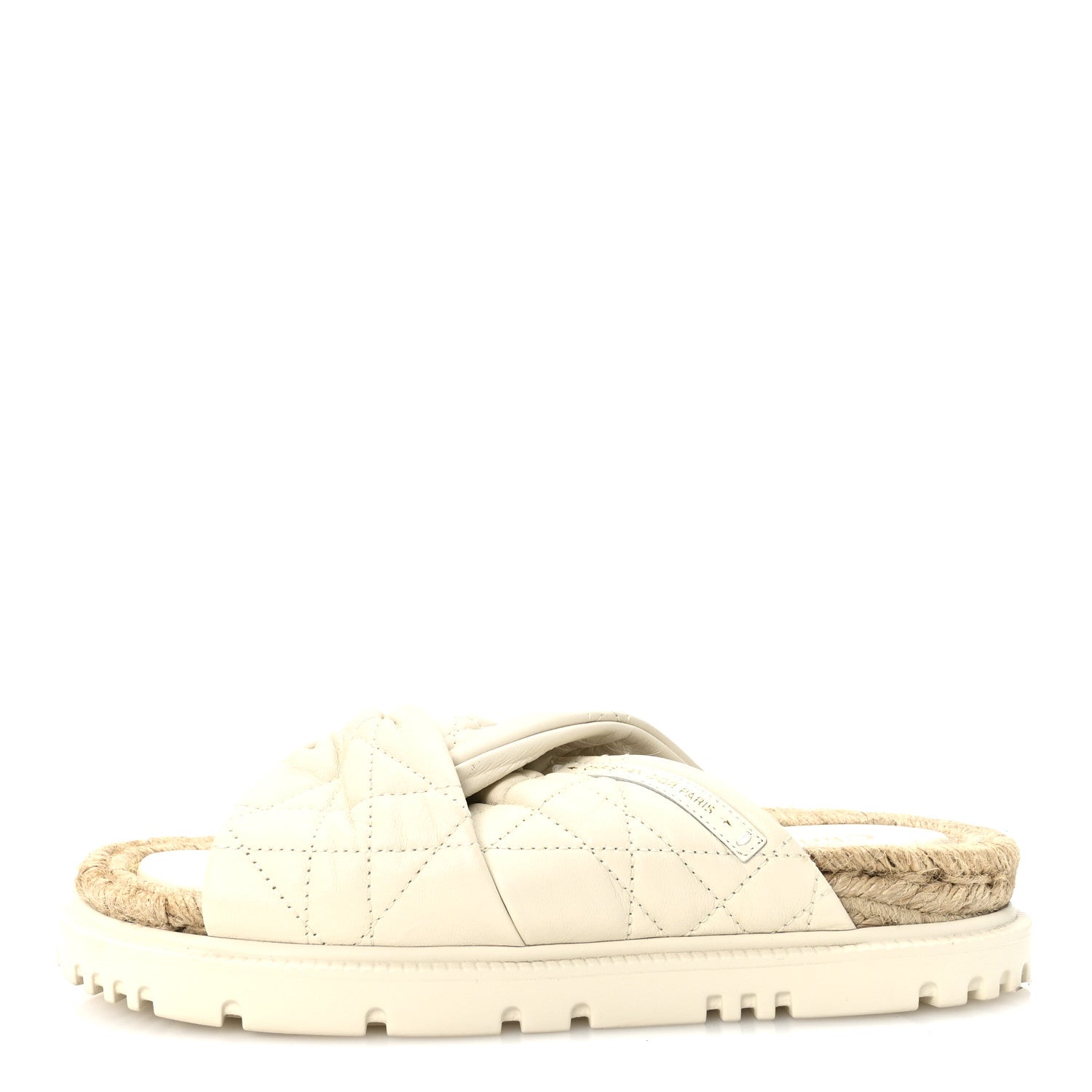 Christian Dior Calfskin Cannage Dtwist Espadrille Platform Sandals 36 White 1 of 8