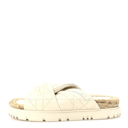 Christian Dior Calfskin Cannage Dtwist Espadrille Platform Sandals 36 White 1 of 8