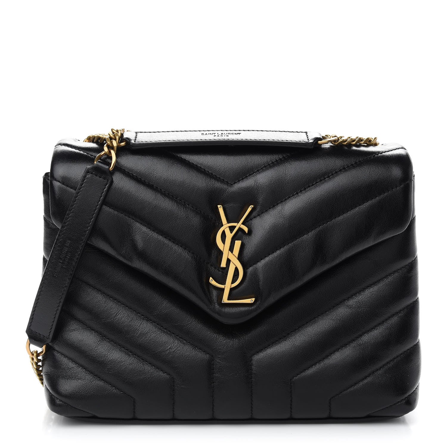 Saint Laurent Calfskin Y Quilted Monogram Small Loulou Chain Satchel Black 1 of 8