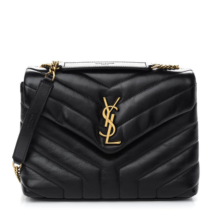Saint Laurent Calfskin Y Quilted Monogram Small Loulou Chain Satchel Black 1 of 8