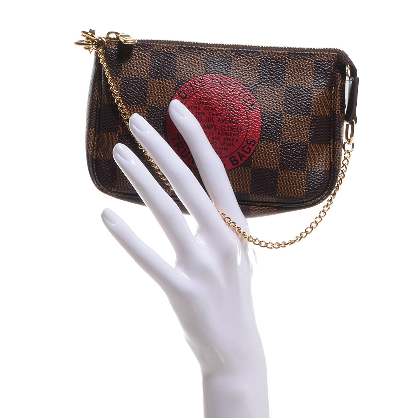 Damier Ebene Complice Trunks and Bags Mini Pochette Accessories Red