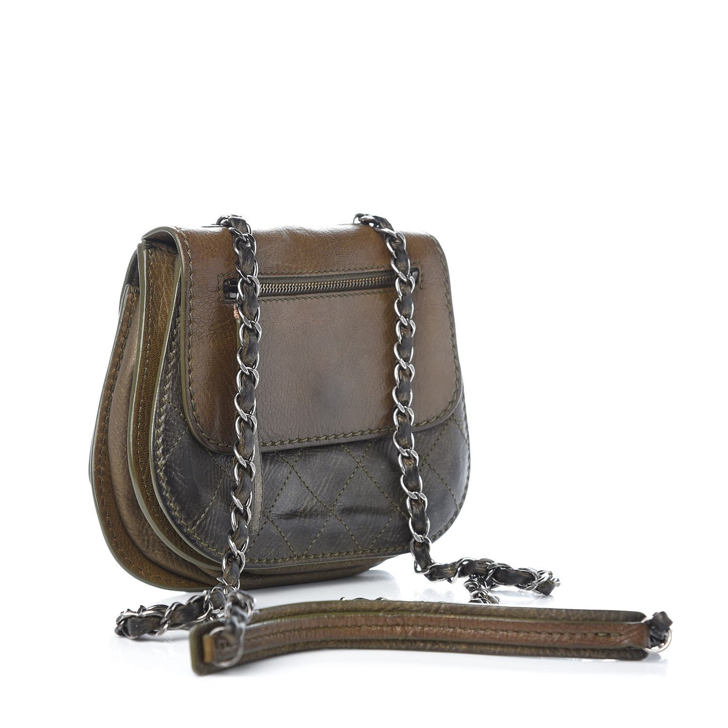 Metallic Calfskin Stitch Small Messenger Flap Gold