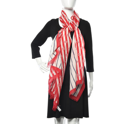 Louis Vuitton Monogram Stripe Summer Escale Pareo Stole Scarf Blue Rouge 2 of 4