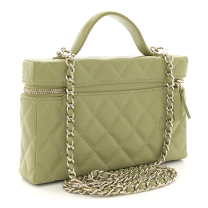 Chanel Caviar Quilted Top Handle Slim Vanity With Chain Khaki 3 of 11
