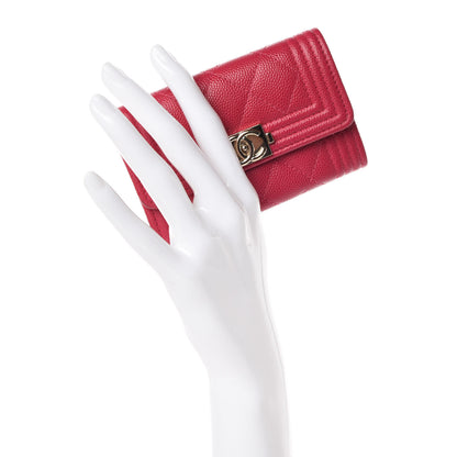 Chanel Caviar Quilted Boy Card Holder Wallet Fuchsia 2 of 11