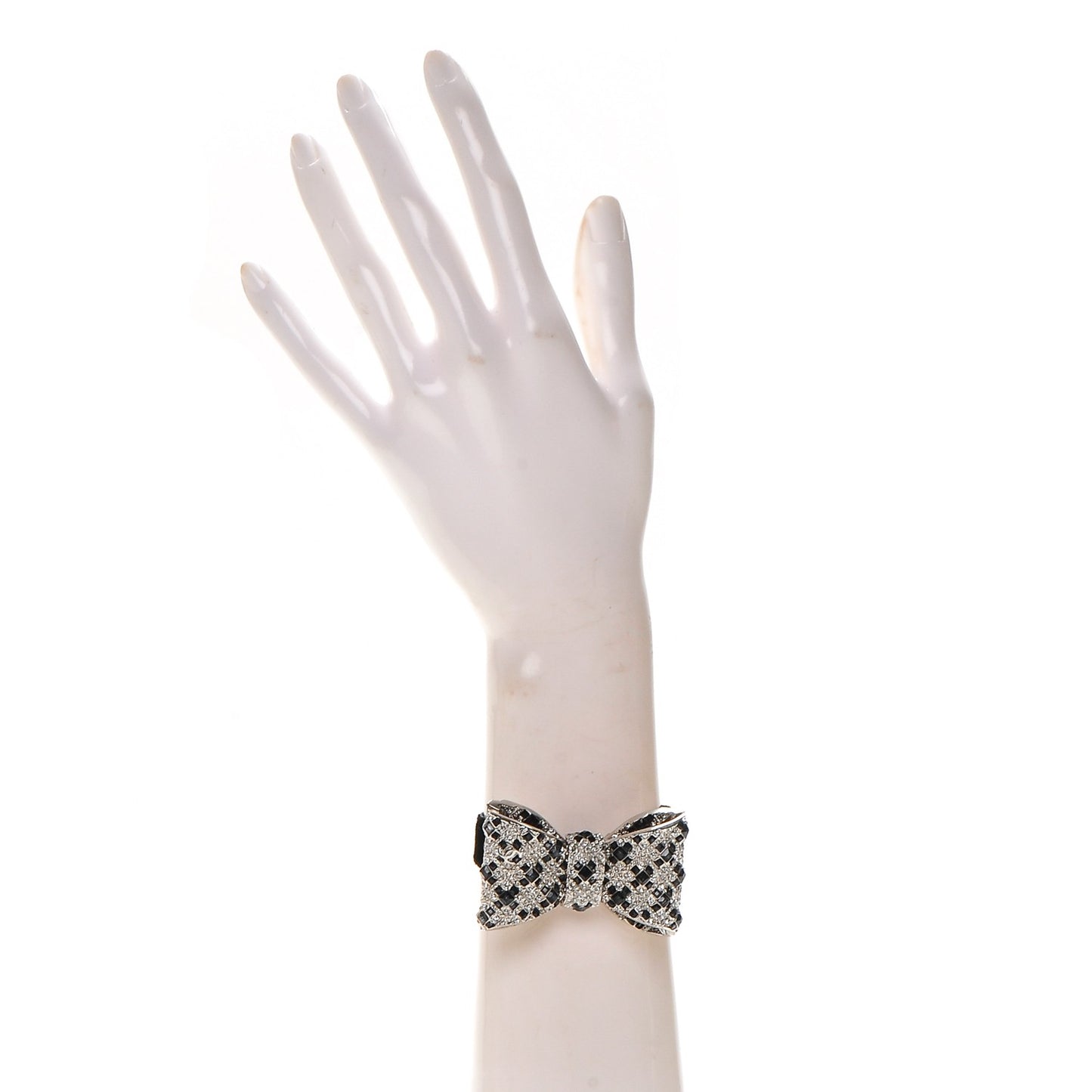 Crystal Velvet CC Bow Bracelet Black Silver