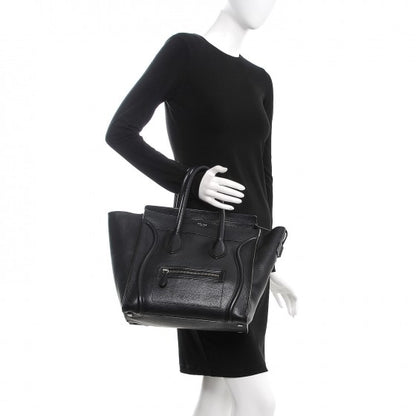 Celine Drummed Calfskin Mini Luggage Black 2 of 18