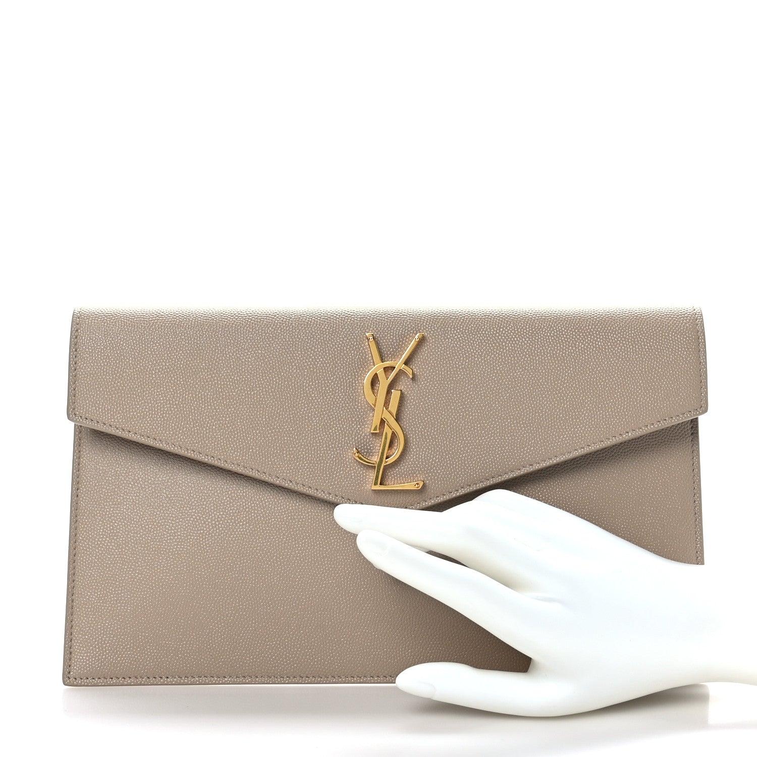 Saint Laurent Grain De Poudre Uptown Pouch Dark Beige 2 of 7