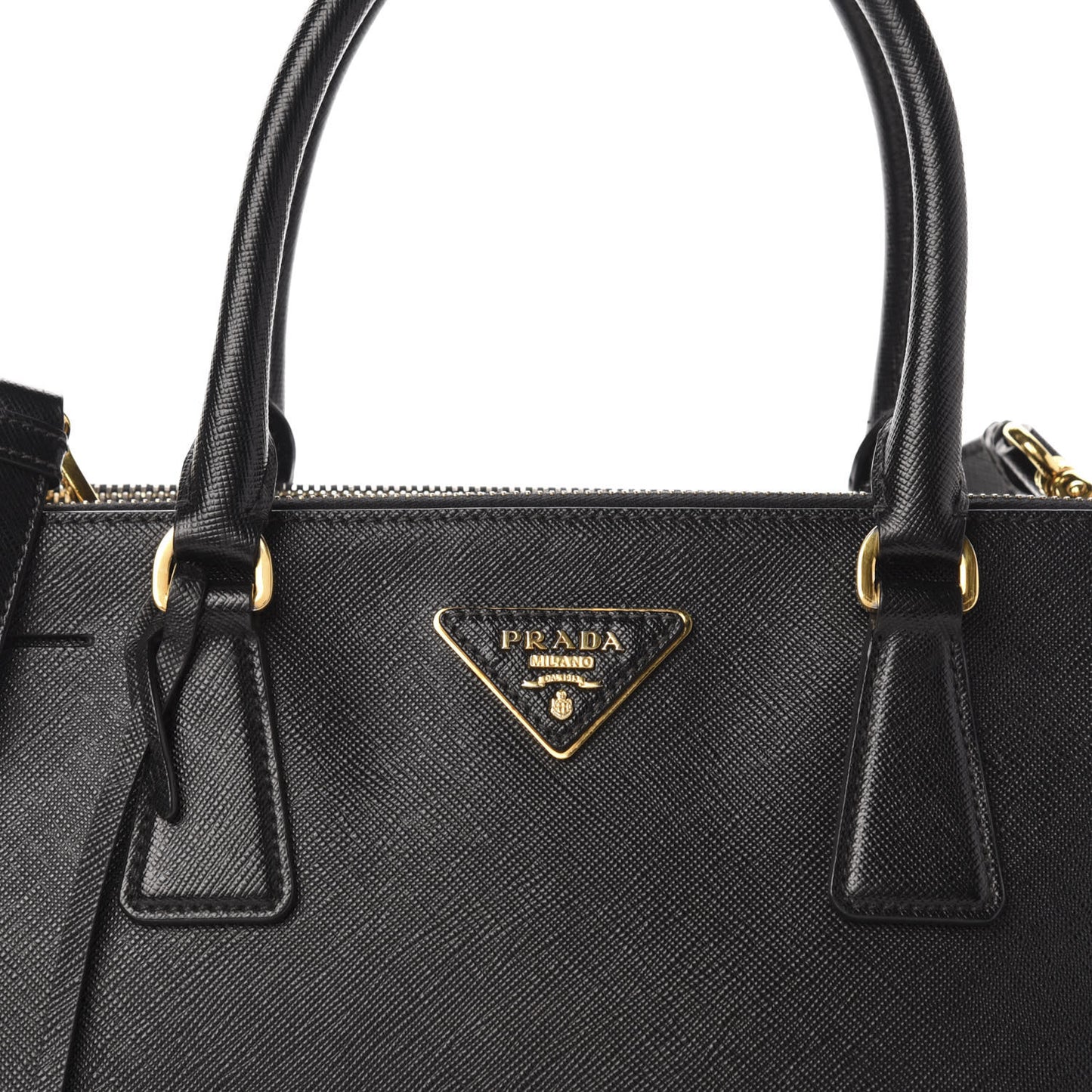 Saffiano Small Galleria Double Zip Tote Black