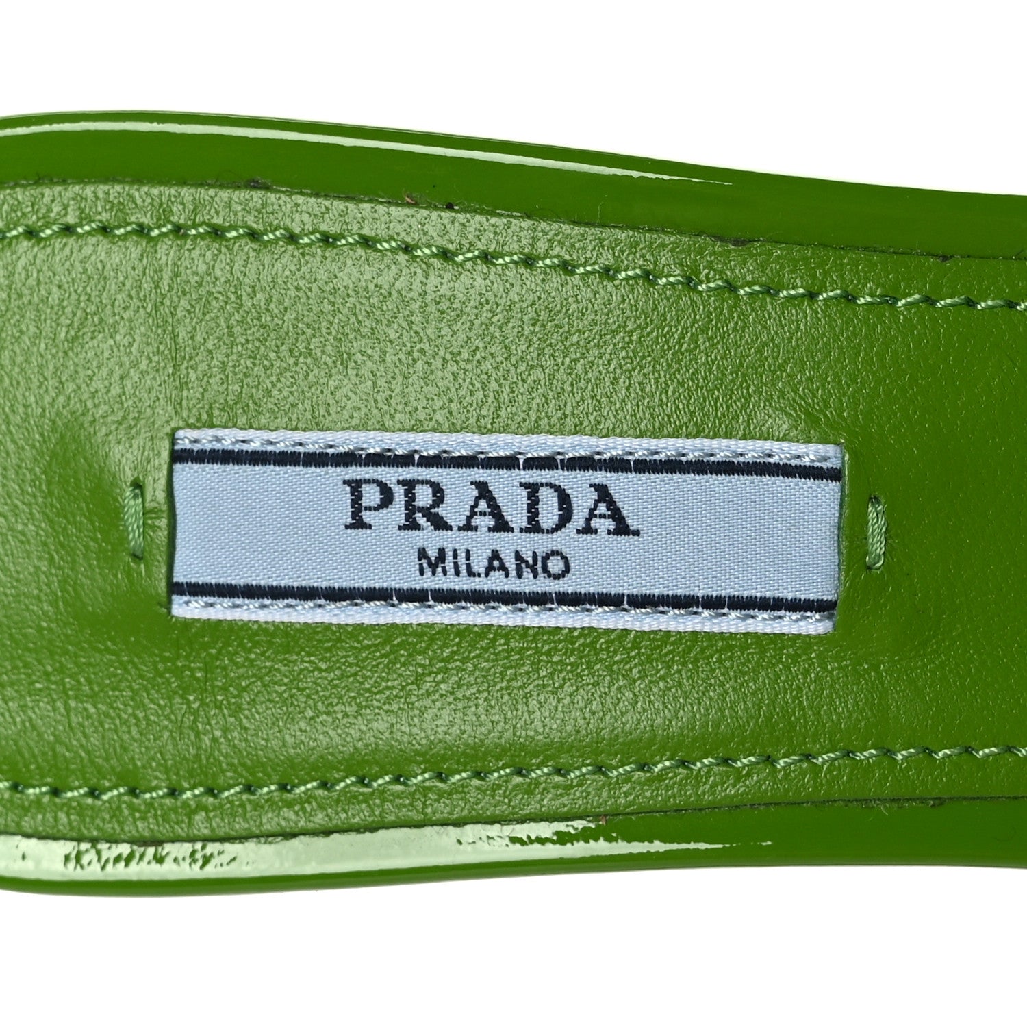 Prada Plexiglass Vernice Metal Triangle Logo 65mm Slide Sandals 38 Mela 6 of 7