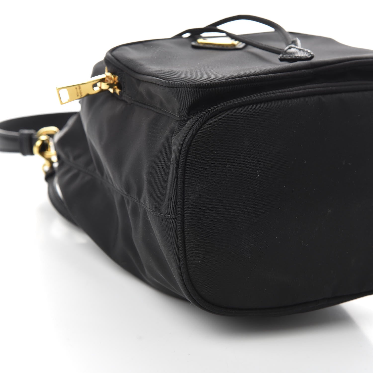 Prada Saffiano Tessuto Nylon Mini Bucket Crossbody Bag Black 7 of 9