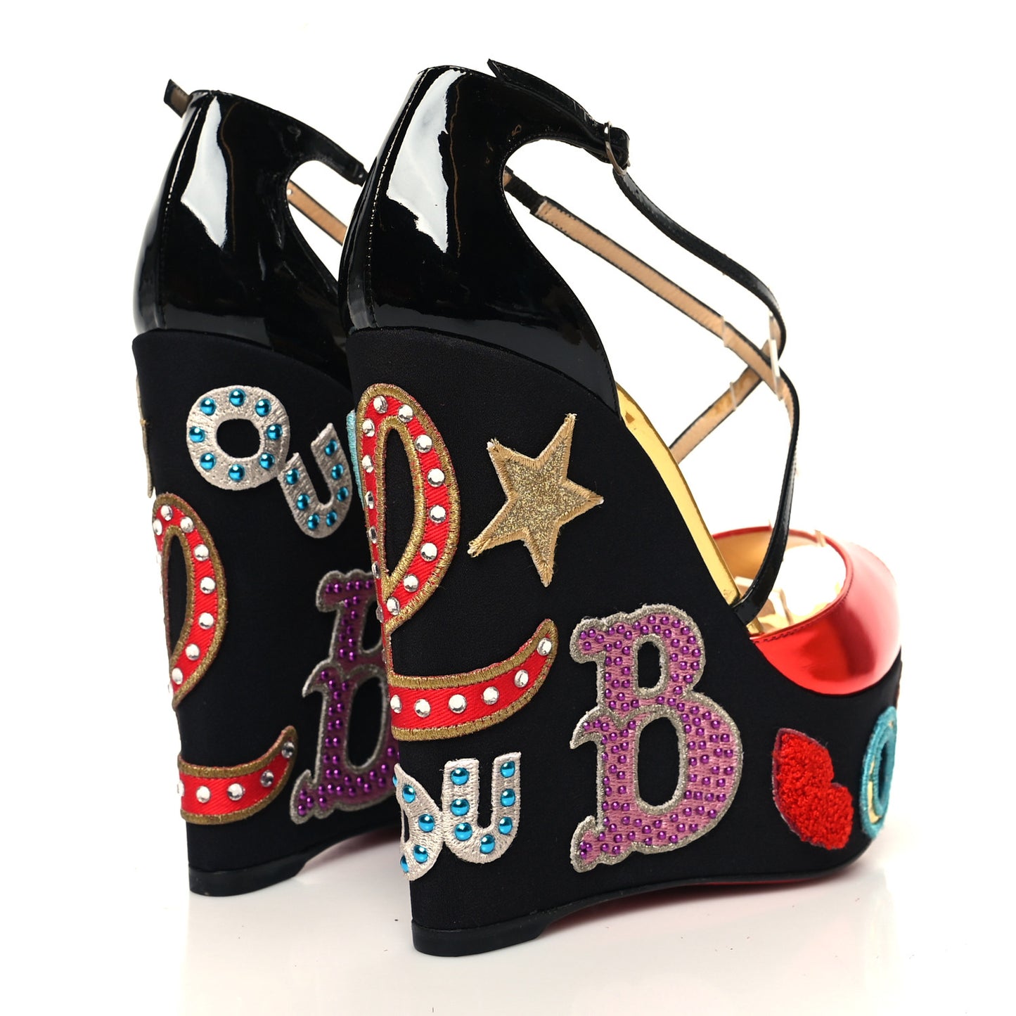 Patent Loubi Zeppa 140 Wedges 37.5 Black Red