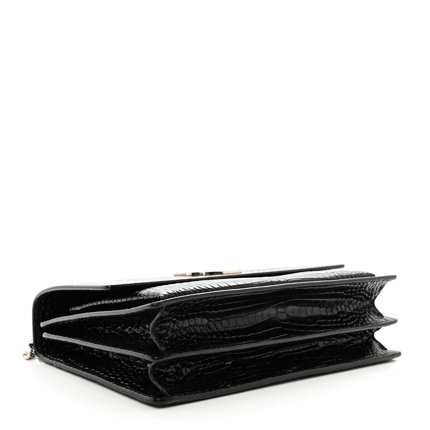 Calfskin Crocodile Embossed Large Monogram Sunset Black