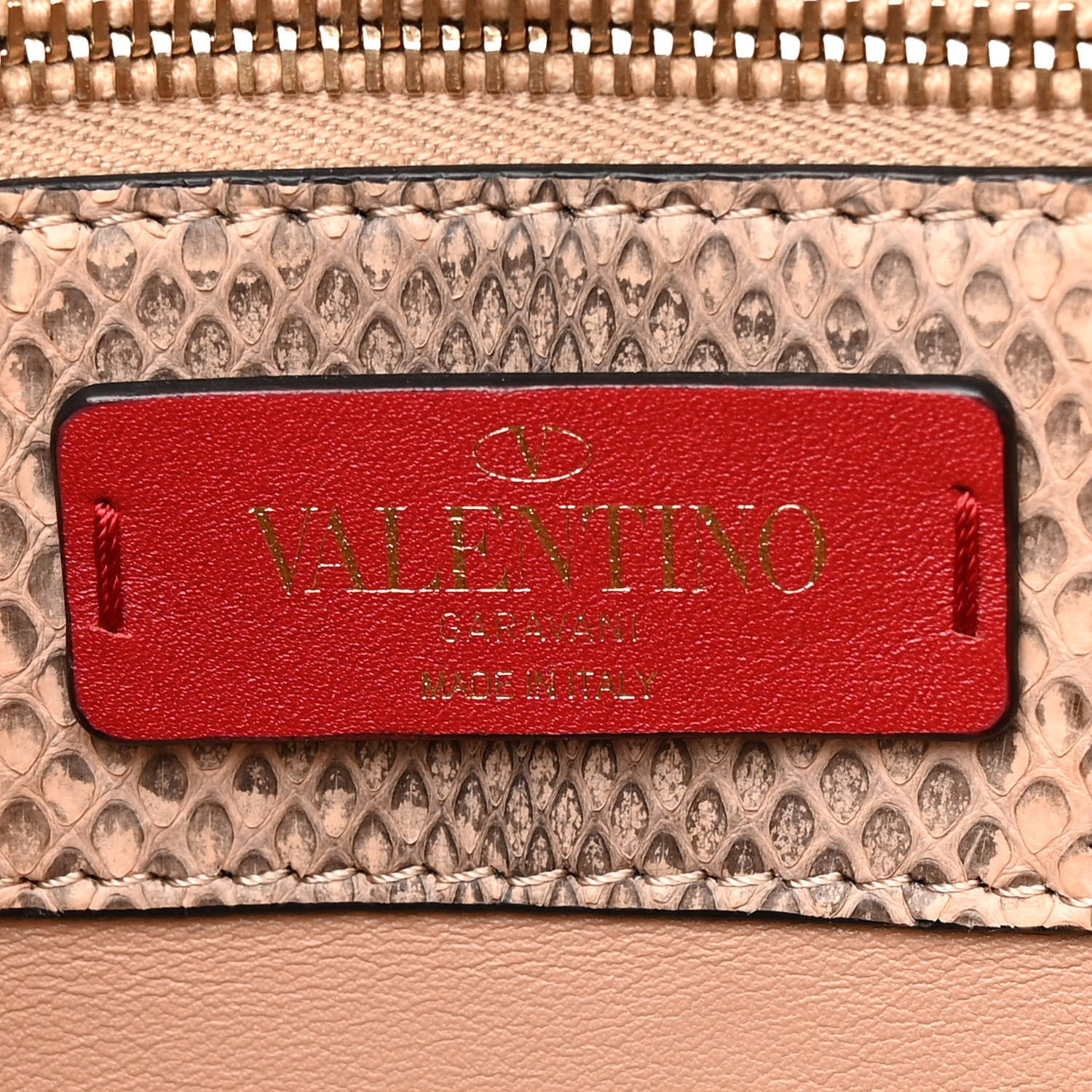 Valentino Garavani Snakeskin Small Demilune Double Handle Satchel Beige 6 of 14