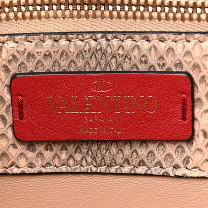 Valentino Garavani Snakeskin Small Demilune Double Handle Satchel Beige 6 of 14