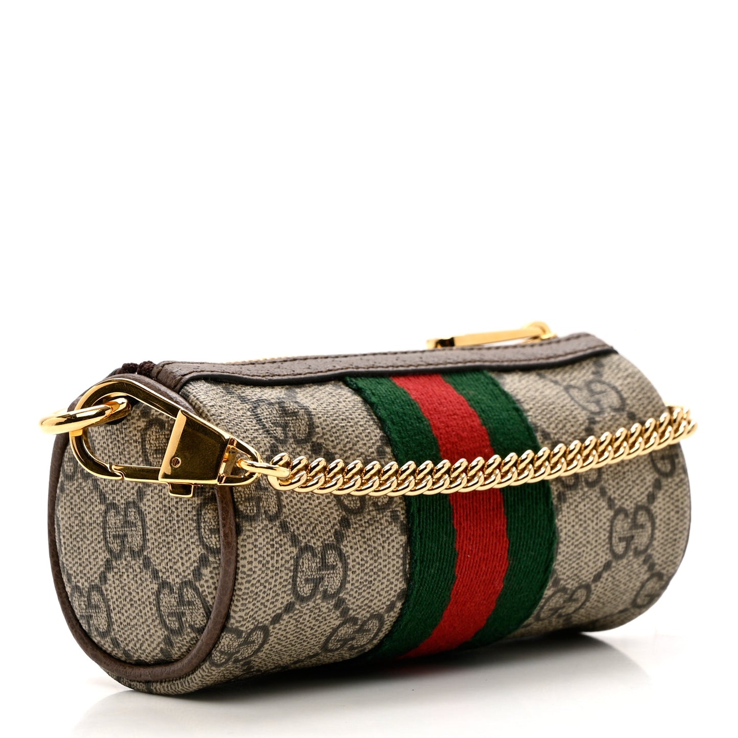 GG Supreme Monogram Web Ophidia Barrel Coin Purse Beige New Acero