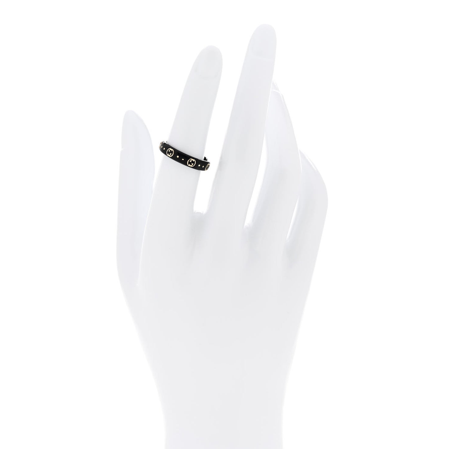 18K Yellow Gold Synthetic Corundum Icon Ring 52 6 Black