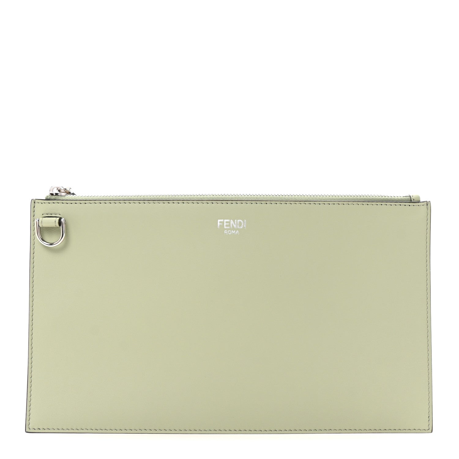 Fendi Vitello Seta Medium Flat Pouch Green Tea 1 of 7