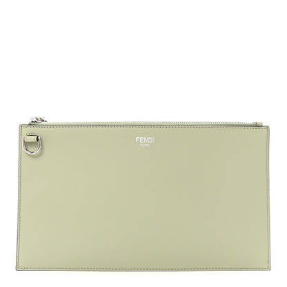 Fendi Vitello Seta Medium Flat Pouch Green Tea 1 of 7